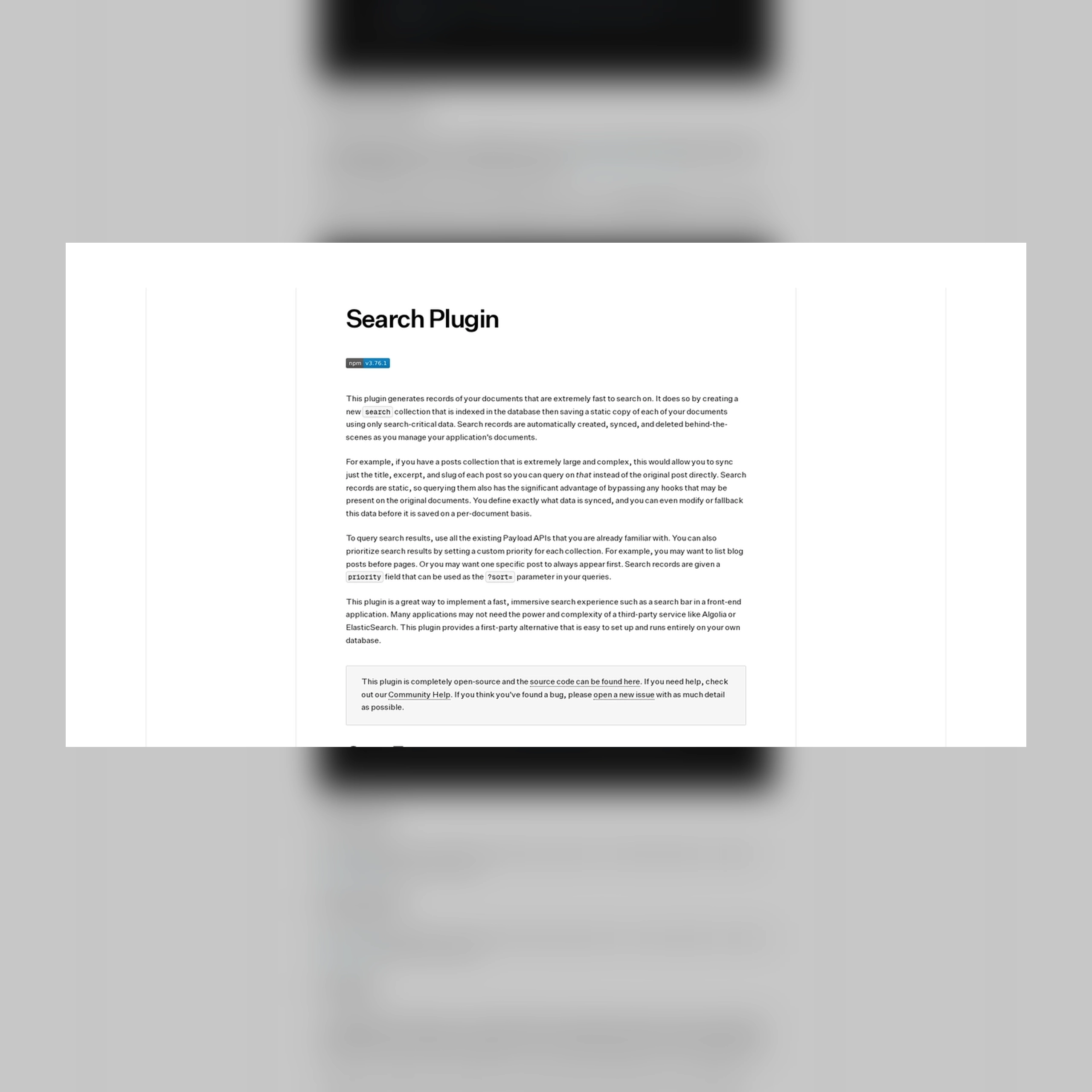 Payload Search Plugin