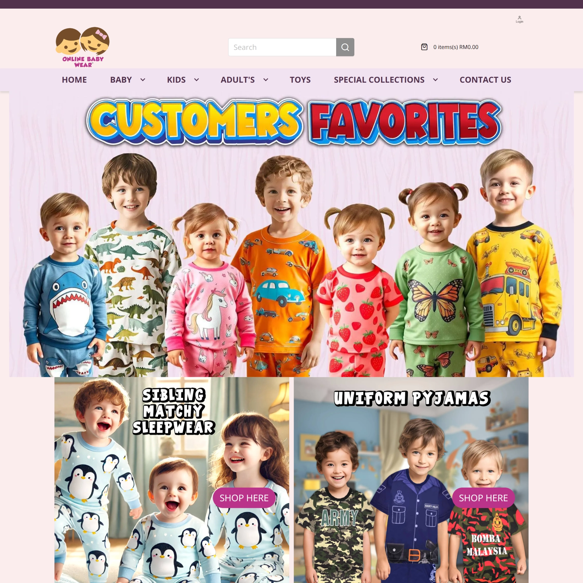 Online Baby Wear project screenshot