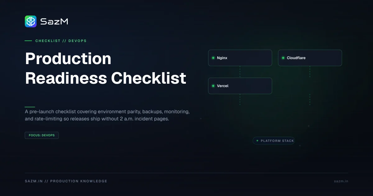 Production Readiness Checklist — Architectural Reference Specification