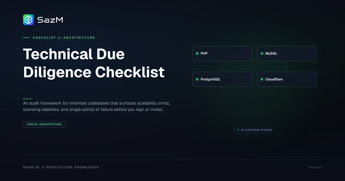 Technical Due Diligence Checklist — Architectural Reference Specification